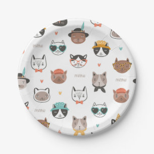 Cat pattern paper plate