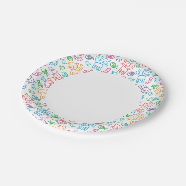 cat pattern paper plate (Angled)