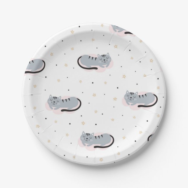 Cat pattern paper plate (Front)