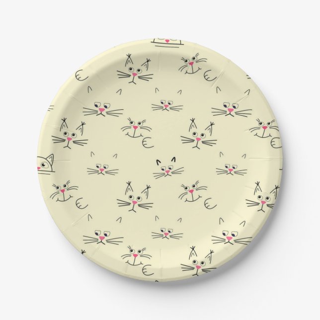 Cat pattern paper plate (Front)