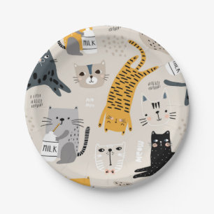 Cat pattern paper plate