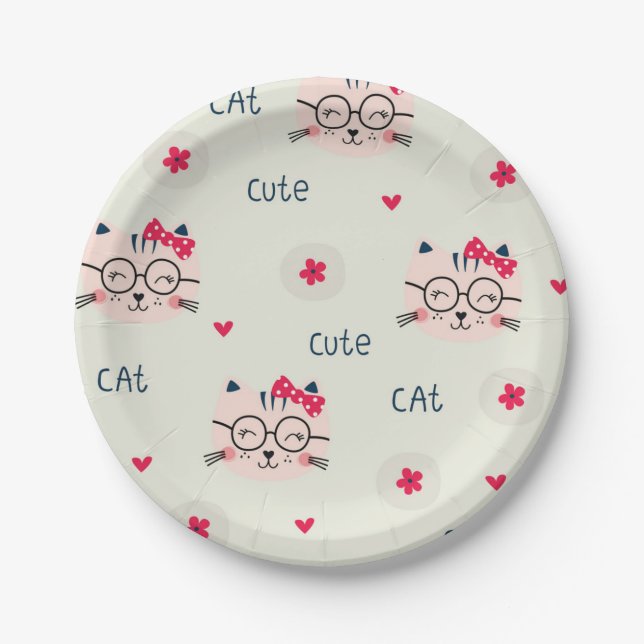 Cat pattern paper plate (Front)