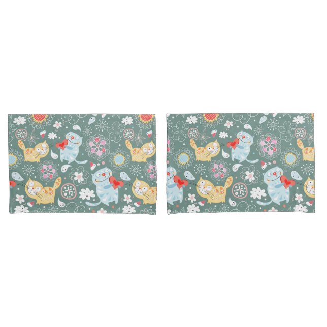 Cat Pattern Pillowcase (Front-Set)