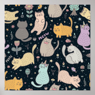 Cat pattern poster