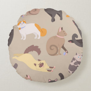 Cat pattern round cushion