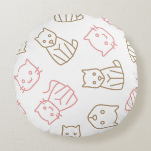 Cat pattern round cushion