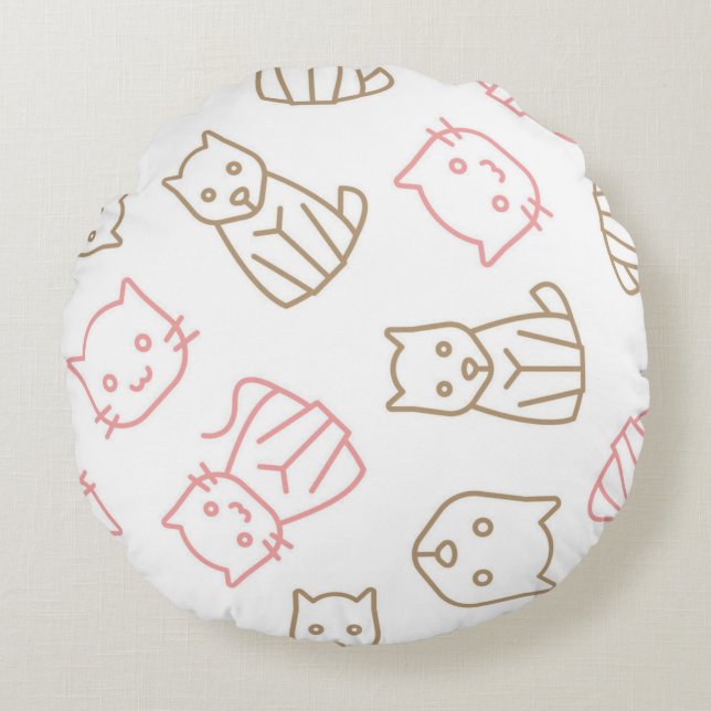 Cat pattern round cushion (Front)