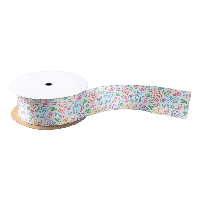 cat pattern satin ribbon (Spool)