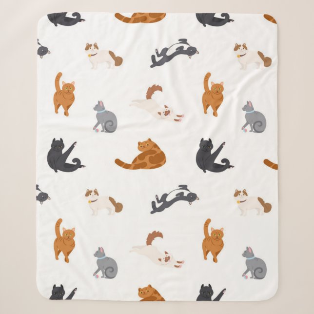 Cat pattern sherpa blanket (Front)