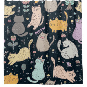 Cat pattern shower curtain