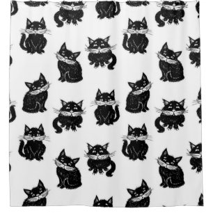 Cat pattern shower curtain