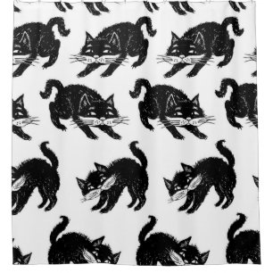 Cat pattern shower curtain