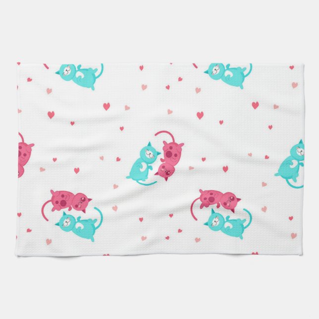 Cat pattern tea towel (Horizontal)