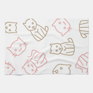 Cat pattern tea towel