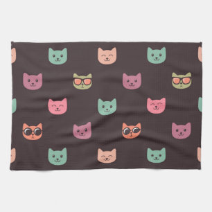 Cat pattern tea towel