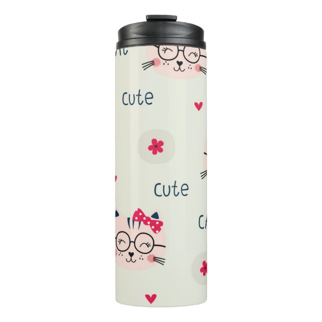 Cat pattern thermal tumbler (Front)