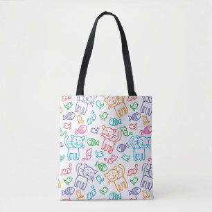 cat pattern tote bag
