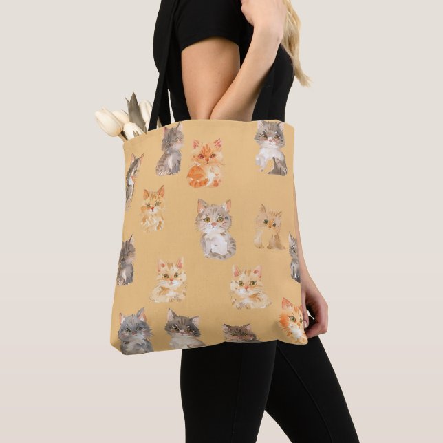 Cat Pattern Tote Bag (Close Up)