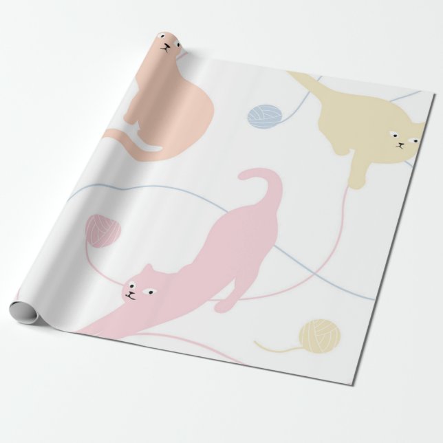 Cat pattern wrapping paper (Unrolled)