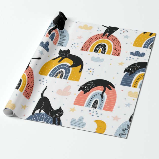 Cat pattern wrapping paper (Unrolled)