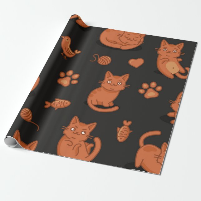 Cat pattern wrapping paper (Unrolled)