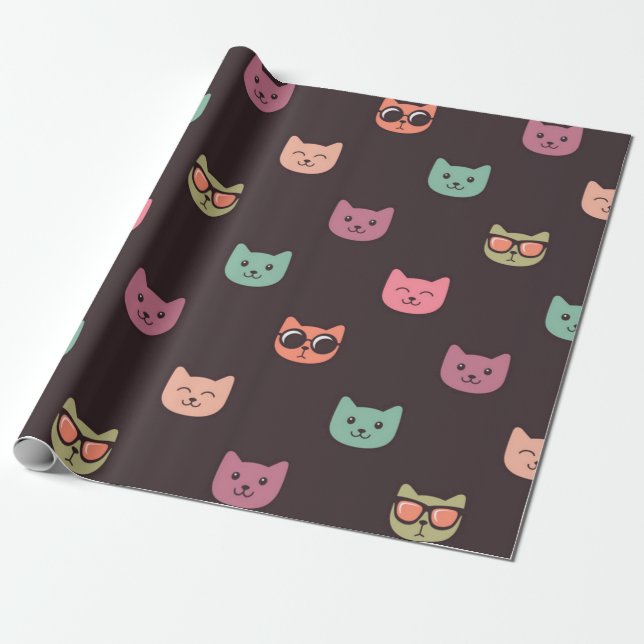 Cat pattern wrapping paper (Unrolled)