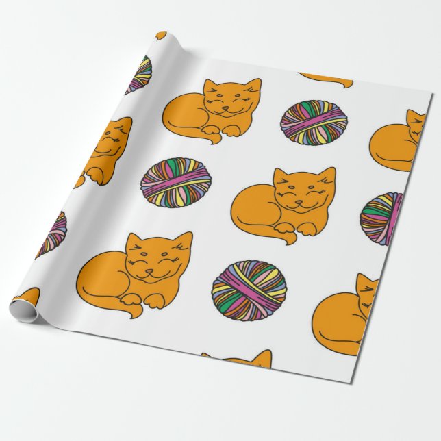 Cat pattern wrapping paper (Unrolled)