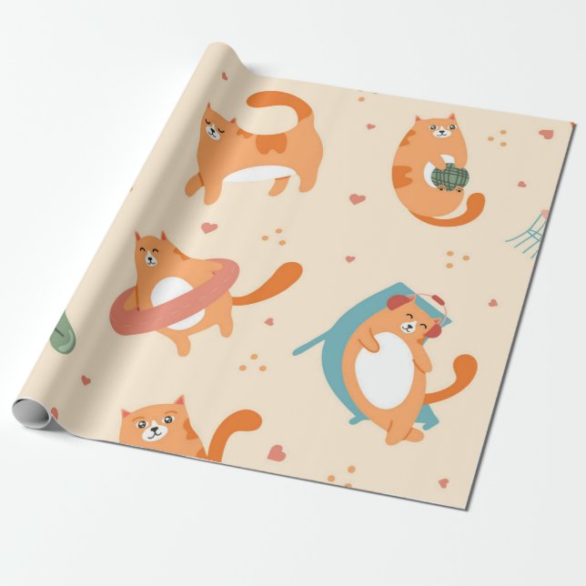 Cat pattern wrapping paper (Unrolled)