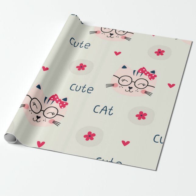 Cat pattern wrapping paper (Unrolled)
