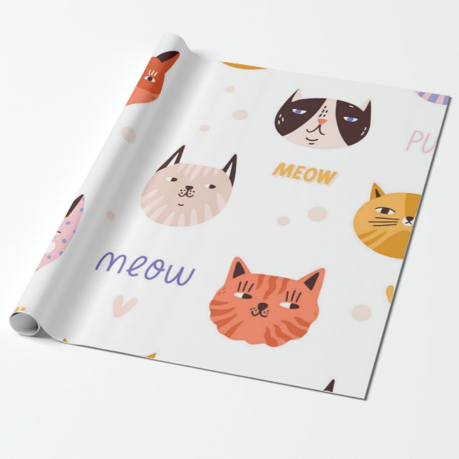 Cat pattern wrapping paper (Unrolled)
