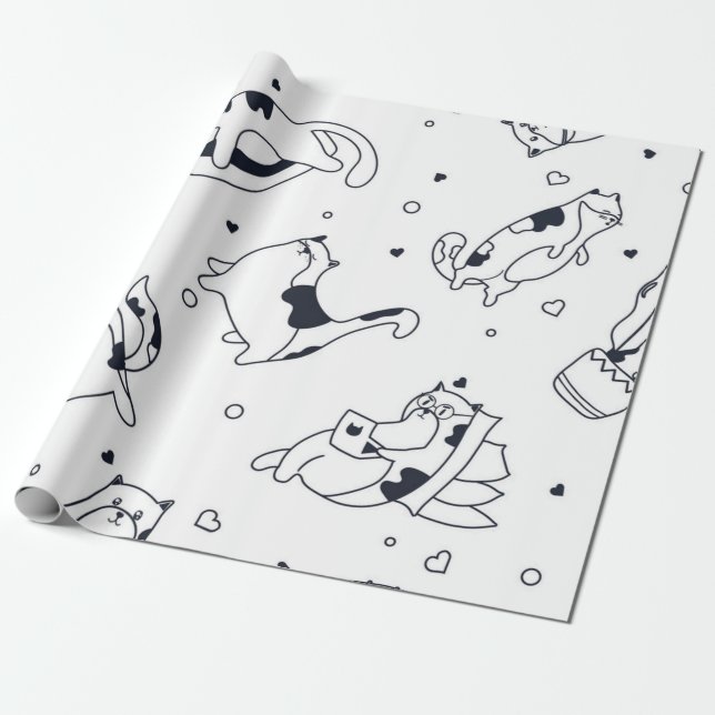 Cat pattern wrapping paper (Unrolled)