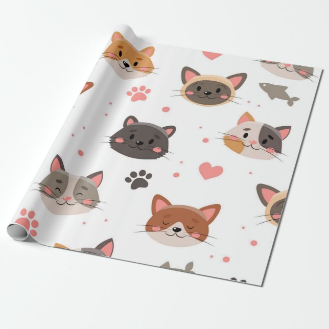 Cat pattern wrapping paper (Unrolled)