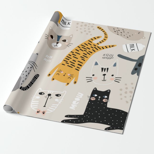 Cat pattern wrapping paper (Unrolled)