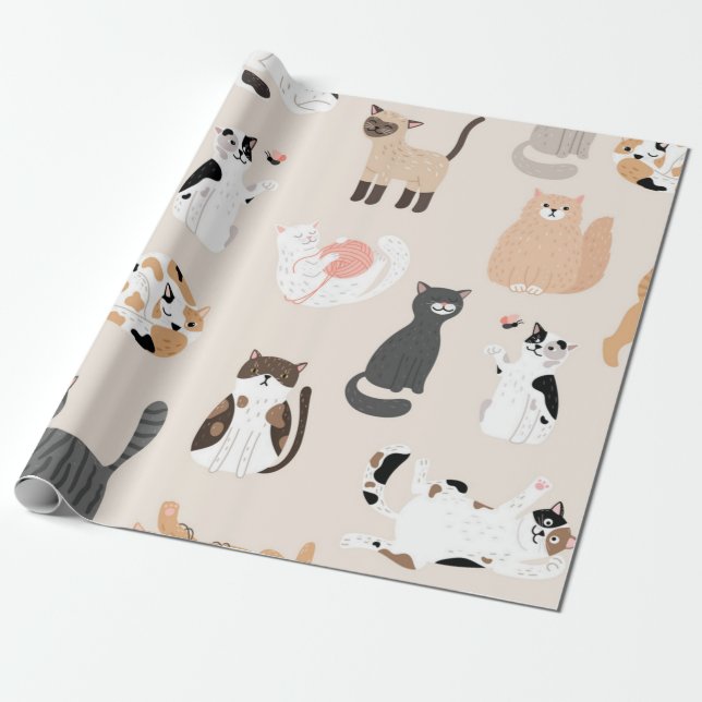Cat pattern wrapping paper (Unrolled)