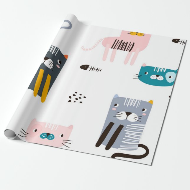 Cat pattern wrapping paper (Unrolled)