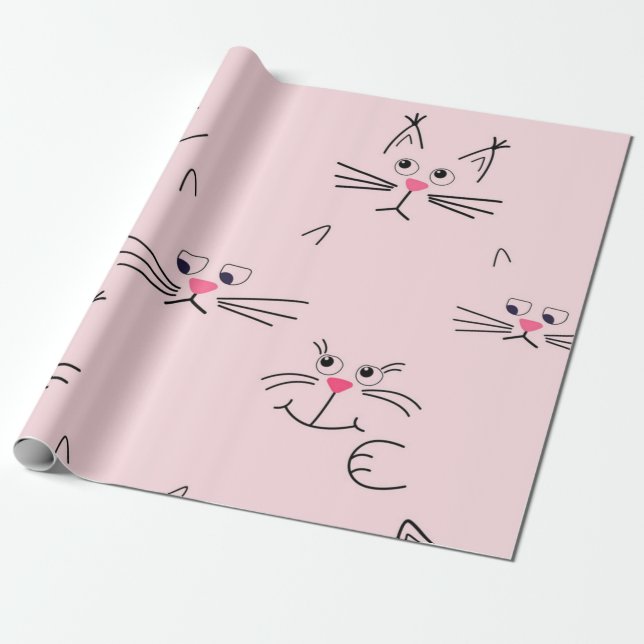 Cat pattern wrapping paper (Unrolled)