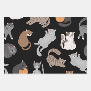 Cat pattern wrapping paper sheet