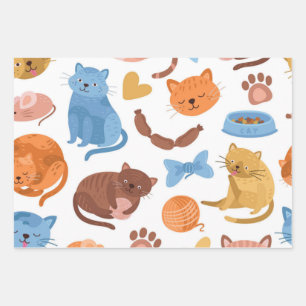 Cat pattern wrapping paper sheet