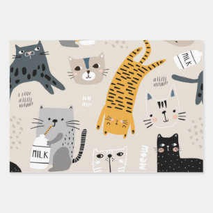 Cat pattern wrapping paper sheet