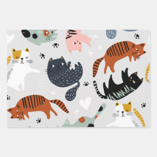 Cat pattern wrapping paper sheet
