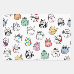 Cat pattern wrapping paper sheet