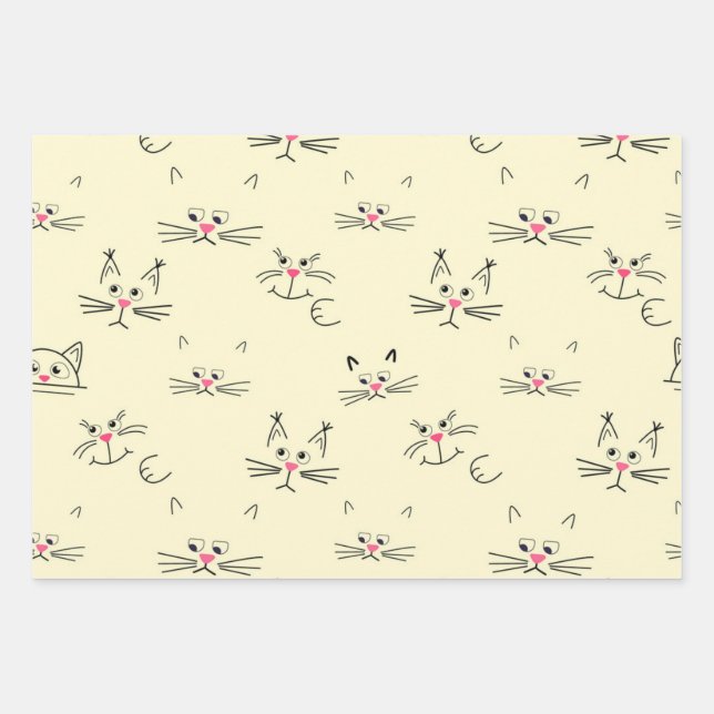 Cat pattern wrapping paper sheet (Front)