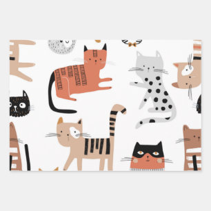Cat pattern wrapping paper sheet