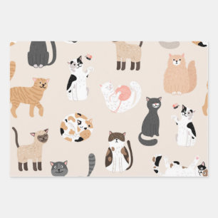 Cat pattern wrapping paper sheet