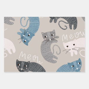 Cat pattern wrapping paper sheet