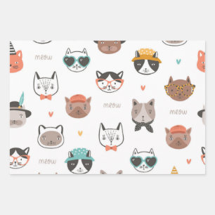 Cat pattern wrapping paper sheet