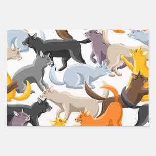 Cat pattern wrapping paper sheet
