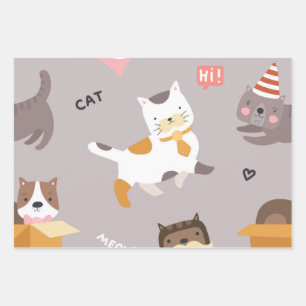 Cat pattern wrapping paper sheet
