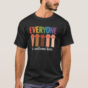 Cat Paw, Everyone Is Welcome Here Idaho Teacher T-Shirt