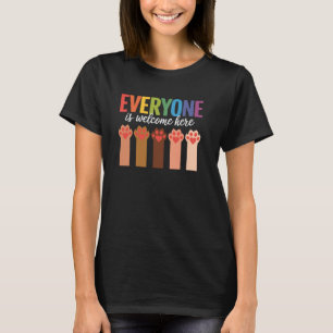 Cat Paw, Everyone Is Welcome Here Idaho Teacher T-Shirt